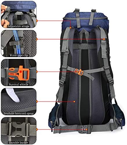Doshwin 70L Large Backpack Camping Trekking Hiking Travel Rucksack for Women Men (with Rain Cover) — view 3