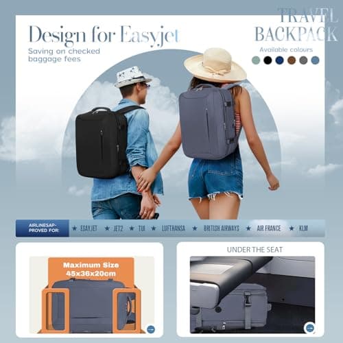Xkdoai for Easyjet Cabin Bag 45x36x20,Backpack with TSA Approved Clear Bag — view 2