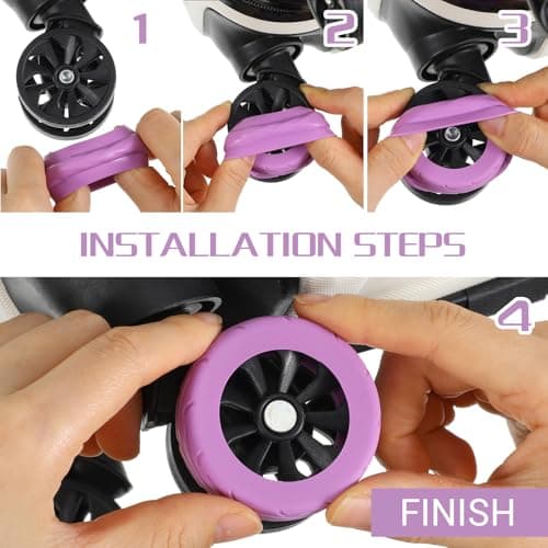 Ymapinc 8pcs Silicone Suitcase Wheel Protectors Purple, Wear-Resistant Anti-Noise Luggage Wheel Covers, Silicone Spinner Wheels Protectors for 2-2.4" Suitcase Wheels, Essential Travel Accessories — view 5