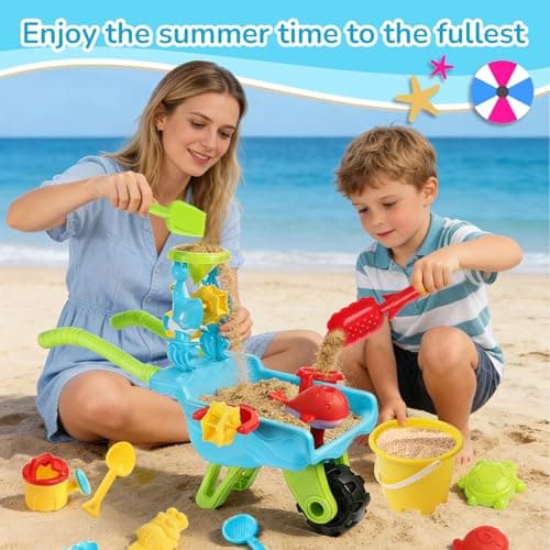 Beach Water Sand Toys for Kids - Beach Trolley with Shovel Tool Kit, Bucket & Animal Molds - Summer Outdoor Sensory Gift for Boys Girls Toddlers 3-5 Years — view 6