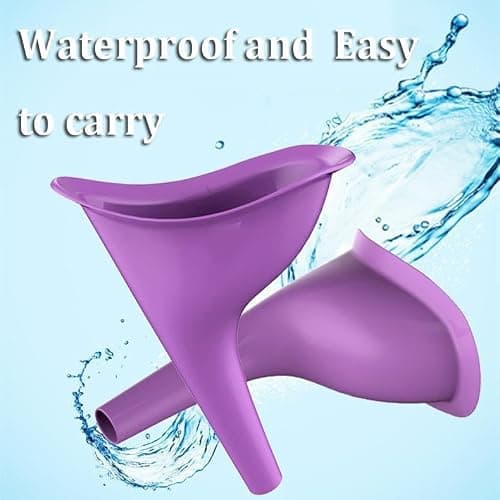2Pack Female Urinal - Flexible, Reusable, Portable & Recyclable Rubber Female Urinal for Women Pee Funnel Allows Women to Pee Standing Up for Funnel, Outdoor, Activities, Camping - Purple — view 5