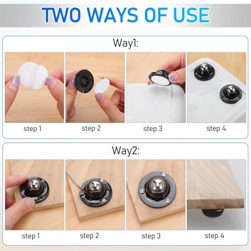 Mobestech Self Adhesive Mini Castor Wheels 12pcs 1.54in Ball Casters 360 Swivel Adhesive Universal Wheels for Furniture Legs Appliances Quiet Rolling — view 5