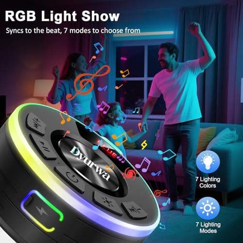 Bluetooth Shower Speaker, IPX7 Waterproof Portable Speaker with Suction Cup, 10H Playtime, Wireless Mini Speaker for Bathroom with RGB Lights, Stereo Bass Built-in Mic, for Travel/Outdoor/Party/Beach — view 5