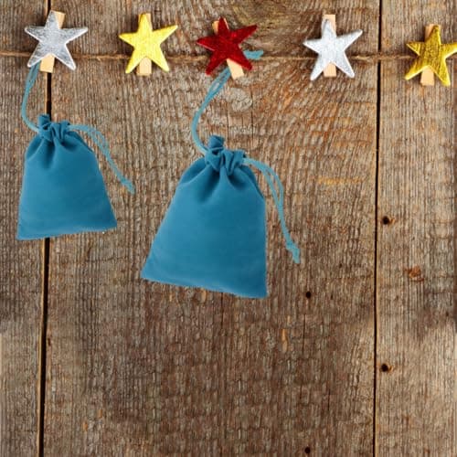 12pcs Blue Velour Drawstring Storage Bag for Power Bank and USB Cable — view 5
