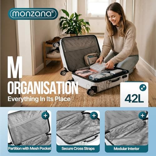 Monzana® Medium Hard Shell Suitcase 4 Wheels Hardshell 22" 22 inch Butterfly — view 3
