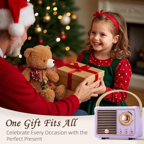 Retro Bluetooth Speaker,Teenage Girl Gifts Small Wireless Speaker Purple — view 5