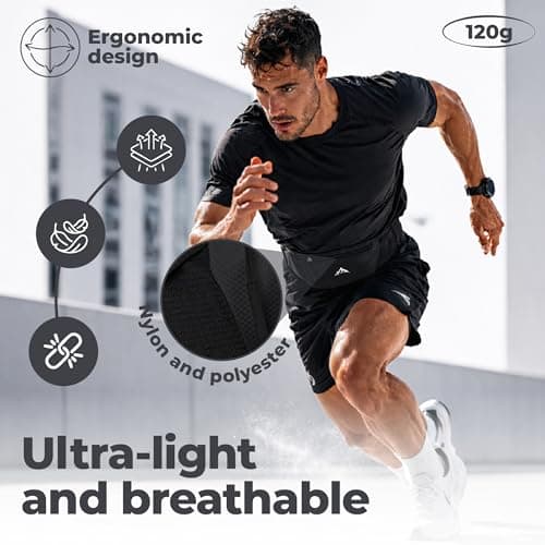 Nordrun® Adjustable & Waterproof Running Belt for Women & Men | Running Waist Pack Fits All Phones | Running Phone Holder | Sports Waist Bag | Running Belt (Black) — view 5