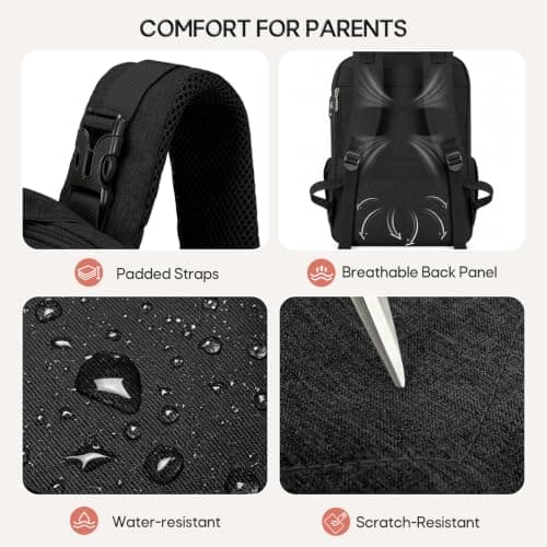 RAINSMORE Baby Changing Bag Backpack Insulated Bottle Pocket Nappy Bag — view 6