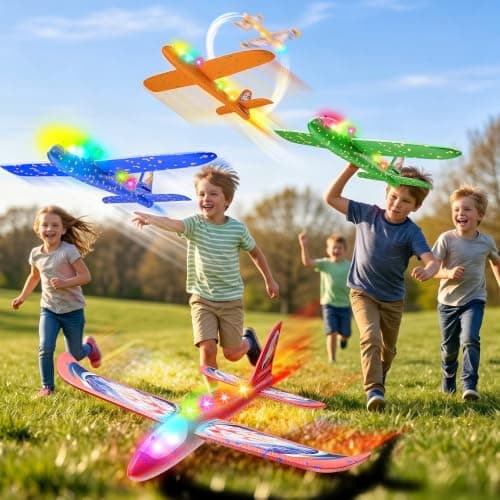 4 PCS 38CM LED Light Up Foam Glider Planes for Kids Outdoor Garden Toys — view 2