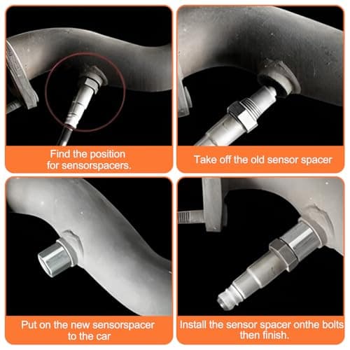 2 Pcs O2 Oxygen Sensor Adapter, M18 x 1.5 Steel Sensor Spacer with Filter — view 4