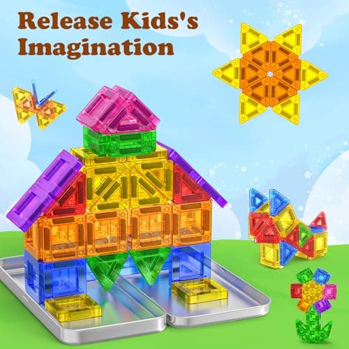 Kaysaitoy Mini Magnetic Tiles for Kids Travel 42PCS Magnetic Building Block — view 3
