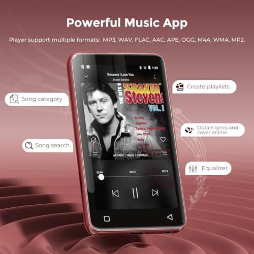 innioasis 16GB MP3 Player with Bluetooth and wifi, MP3 Player for Kids with Spotify, Spotify Kids, Pandora, Audible, 4.0" Touch Screen Music Player with Parental Controls, Up to 1TB(Black+Red) — view 3