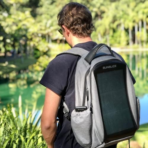 Sunslice | Backpack with Solar Panel for Laptop, Travel Bag with Flexible and Powerful Solar Cells, Shatterproof and Scratch-Resistant, Ideal for Hiking or Camping, Grey — view 4