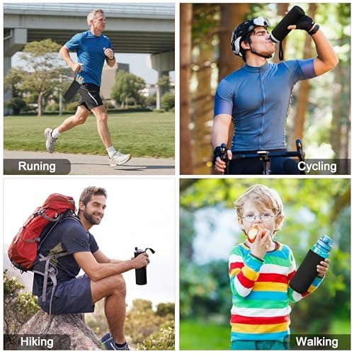 Qzakce Water Bottle Carrier Bag 3 Pack Neoprene Portable Water Bottle Sleeve Insulated Water Glass Bottles Cover with Handle for Men Women Hiking, Camping, Gym 18.5 oz (Black) — view 6