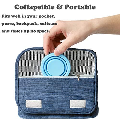 Guissi Collapsible Cup Compact Silicone, Reusable Food Grade Folding Mug with Lids, Expandable Retractable Drinking Set, Portable, Pocket Size for Outdoor Camping Travel and Hiking — view 3