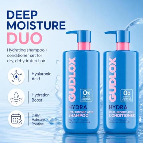 Hydra Hyaluronic Acid Sulphate-Free Moisturising Shampoo & Conditioner Set – Daily Hydration for Dry, Dehydrated Hair (2 x 400ml) — view 5