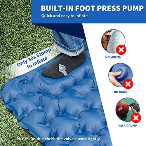 HiiPeak Camping Sleeping Pad - Ultralight Inflatable Sleeping Mat with Built-in Foot Pump & Pillow, Compact Waterproof Camping Air Mattress for Tent, Backpacking, Hiking, Tent Trap Traveling — view 3