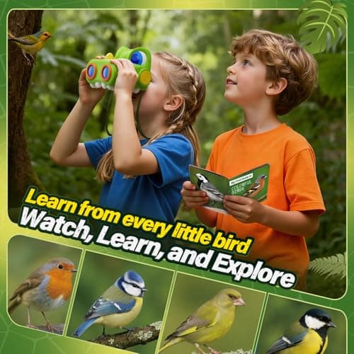 Kids Binoculars for Boys Age 3–10, Dinosaur Binoculars with Compass & Bird Watching Manual, Outdoor Toy for 3-10 Year Old Boys Gifts Kid Toddler Toys Travel Game Birthday Present Easter Gift for Kids — view 3