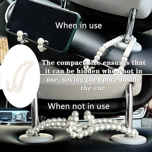 NffPOTRee 2 Pack Car Seat Headrest Pearl Hook Multifunctional Storage Organizer for Backpack Bag(White) — view 5