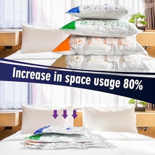STORAGE MASTER Space Saver Bags for Travel and Home Reusable Vacuum Storage Bags Save 80% More Storage Space Work with Vacuum Cleaner (12 Pack, No Pump Included) — view 5