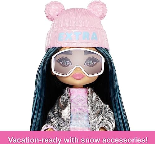 Barbie Extra Minis Travel Doll with Winter Fashion, Extra Fly Small Doll, Winter Clothes with Accessories, HPB20 (Pack of 2) — view 4