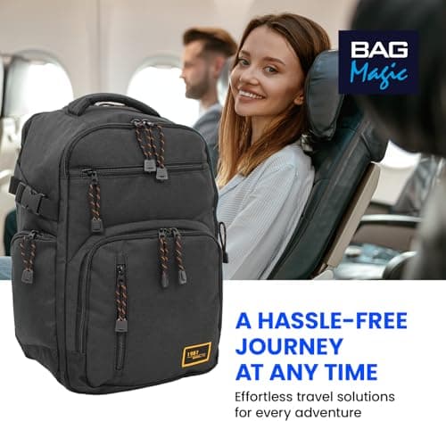 Ryanair Approved Cabin Rucksack 40 x 20 x 25cm | Hand Luggage Computer Backpack, Underseat Carry-Ons | Travel-Friendly 20L Flight Bags for Men & Women | Sustainable, Durable Travel Gear - Black — view 6