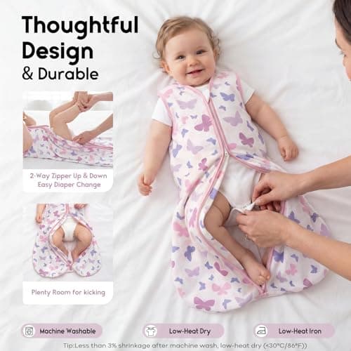 Yoofoss Baby Sleeping Bag 0.5 Tog 0-6 Months - 100% Organic Cotton Summer Lightweight Sleep Sack Soft Sleep Bag for Newbron Infant Unseix Girl Wearable Blanket — view 6
