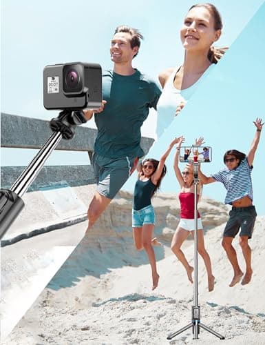 Selfie Stick for iPhone, 41'' Extendable Selfie Stick Tripod for Smartphone with Detachable Phone Holder & Wireless Remote Phone Tripod Compatible with iPhone, Samsung, Smartphone, GoPro — view 3