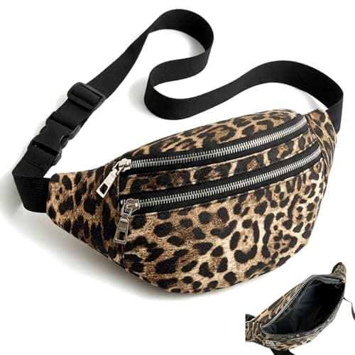 YONEEKSS Leopard Print Bum Bag with Adjustable Crossbody Strap for Women
