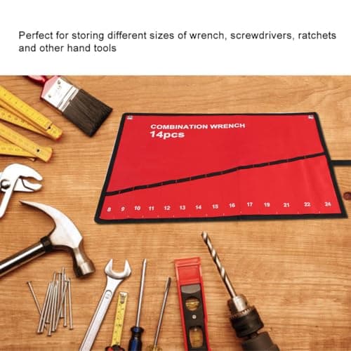 KIXZSAZ Portable Oxford Tool Roll Bag Easy To Transport And Access Tools Cloth Heavy Duty Oxford Tool Roll Bag Multi-pocket, red 6 pack — view 5