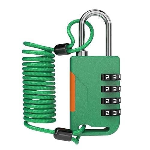 UP Security Combination Lock with Extendable Cable (91 cm) Cable Combination Lock Ski Lock Outdoor Luggage Snowboard Locker Gym Bike Motorcycle Helmet (Green)