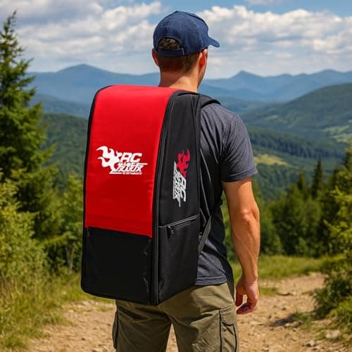 RC Car Bag, Waterproof RC Backpack, RC Car Storage with PP Board Support and Multi Pockets for Tools & Accessories for Axial SCX10 Capra & TRX4 TRX6 1/10 Scale RC Crawler Buggy Monster Truck (Red) — view 2