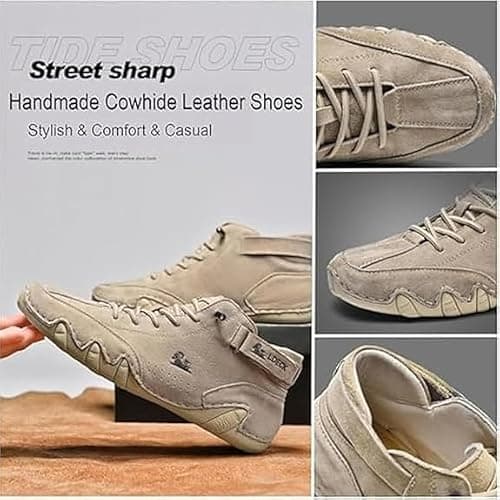 Waterproof Shoes Waterproof Breathable Walking Shoes Suede High Boots Non-Slip Breathable Casual Sneakers for Walking Hiking Camping & Driving Mountain Outdoor Leisure Sneakers Grey — view 5
