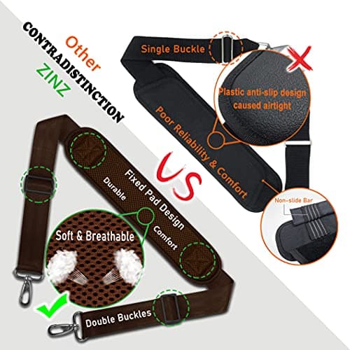ZINZ 57" Adjustable Bag Straps Replacement with Thick Fixed Pad,Brown — view 5