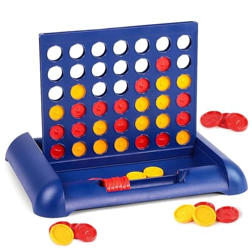 AMFUN Travel Size 4 in a Row Board Game for Kids Ages 3+, Travel Connect 4, 2 Player Strategy Game with 44 Counters, Foldable Funny Educational Family Toy for Car & Camping,8.6×7.5 in