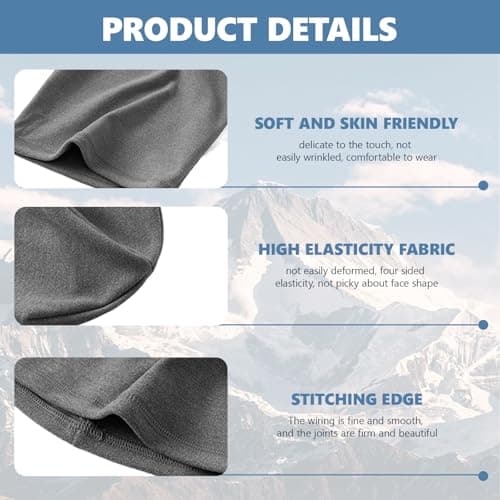 KASLCWA 2 Packs Winter Thermal Fleece Running Hat, Lightweight Thermal Fleece, Beanie Cap Headwear with Ear Covers for Running Cycling Sleeping for Adults Men Women(Light Gray, Navy Blue) — view 3
