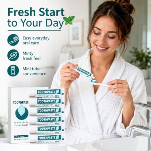 Mini Travel Size Toothpaste 5g Pack of 6, Ice Cool Mint Tubes for Cabin Bags, Holidays, Flights, Hotels, Overnight Stays, Guest Rooms and Travel Toiletry Kits — view 6