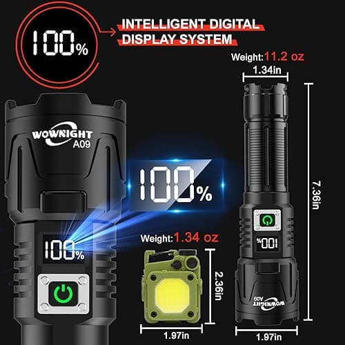 WOWNIGHT Torches LED Super Bright Rechargeable 1,000,000 LM - 5260ft Range — view 5