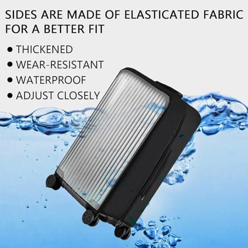 Veki PVC Travel Luggage Cover, Waterproof Suitcase Cover, Black 28inch — view 3