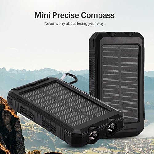 ciciglow Power Bank Kit,10000mAh Outdoor Fast Charge Solar Mobile Power Bank Case DIY Kit with Compass,Dual USB Power Bank Shell DIY Kit(Black+black) — view 4