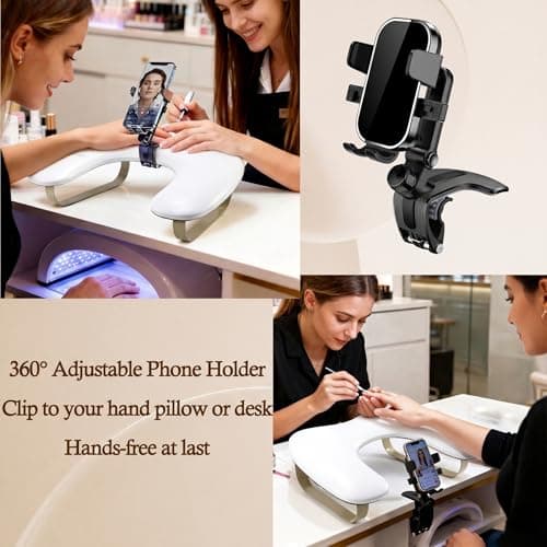 WONEDIRR U Shaped Arm Rest for Nails, Adjustable/360° Rotating Phone Holder — view 2