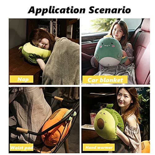 YGMXZL Travel Blanket and Pillow,3 in 1 Plush Toy Pillow,Blanket and Hand Warmer,Foldable Blanket Extend Throw Pillows for Home Office Car Sofa (Avocado, L) — view 6