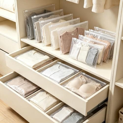 25Pcs Reusable Zip Lock Bags, 5Sizes Waterproof Travel Clothes Storage Bags — view 3
