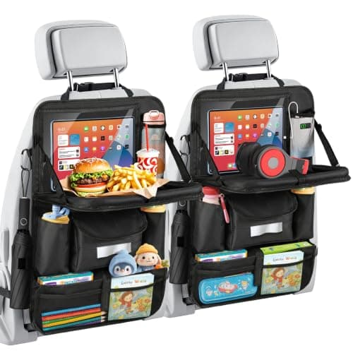 MoKo Car Organizer Back Seat, 8 Pockets Foldable Tray 600D Black, 2 Pack