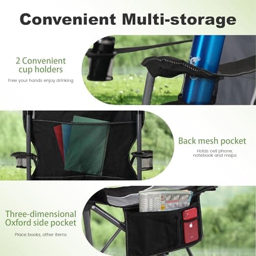 LET'S CAMP Foldable Camping Chair for Adults Fishing Camp Chair up to 160kg — view 4