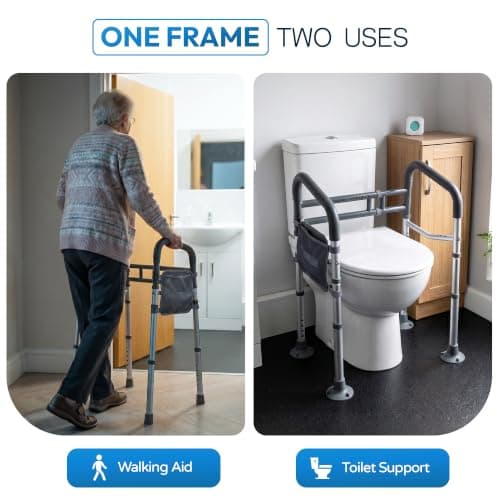 Toilet Safety Rails Adjustable Toilet Frame Compact for Elderly Adults Senior Disabled Toilet Assistance Handles Fit Most Toilets Foldable Portable Lightweight Travel Friendly (Standard) — view 4