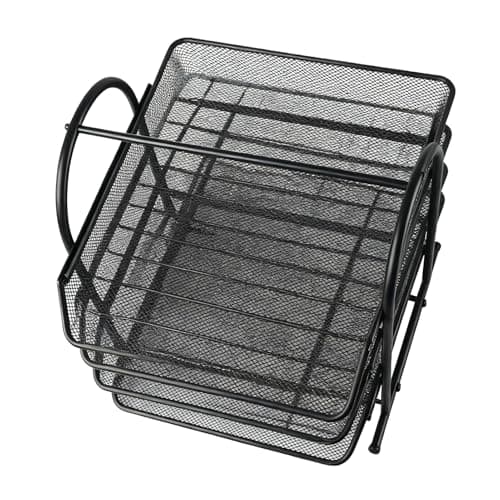 SUPYINI Metal Desk File Organizer, 4 Compartments Mesh Desktop Storage (4 — view 5