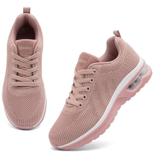 Topwolve Running Shoes Women's Cushion Walking Trainers Lightweight Breathable Mesh Athletic Sneakers Ladies Sports Tennis Shoes,Light Pink,5 UK