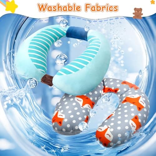 Alaoo Baby Neck Pillow for Travel, Breathable Soft U-Shaped Head Neck Protector, Car Travel Sleeping Pillow for Babies and Children for Car Seats and Strollers, Fox Pattern — view 3