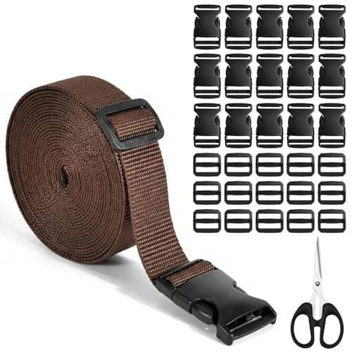 Annickee 10M Nylon Webbing Strap 25mm, Dark Brown Webbing Adjustable